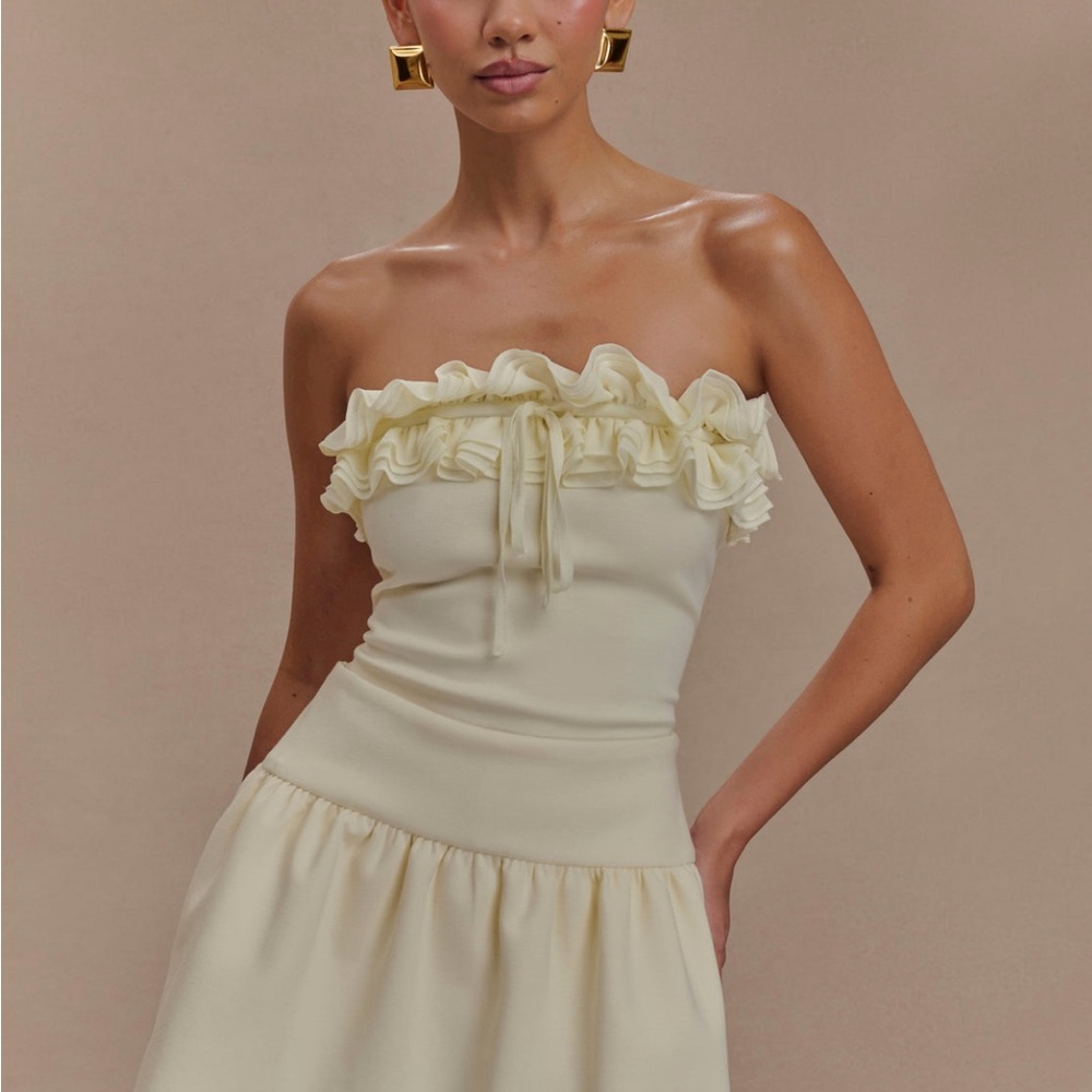 Meshki ivory strapless top and skort